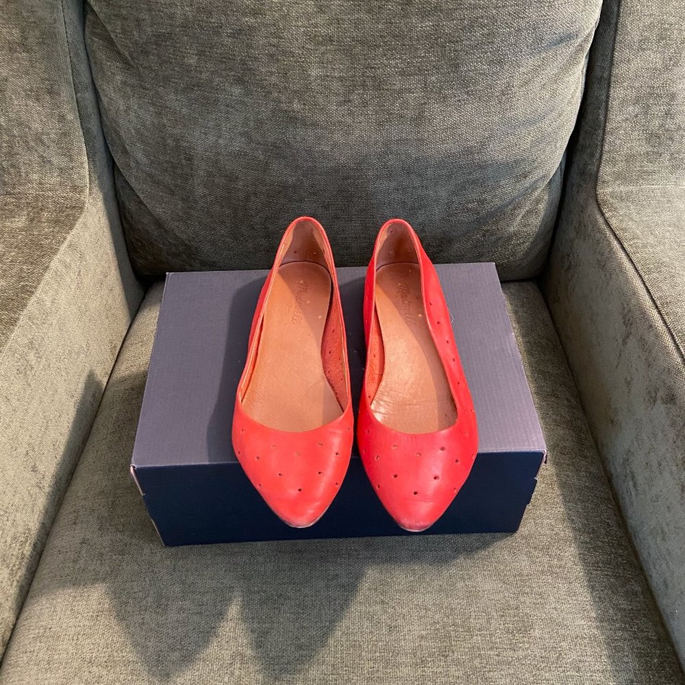 Madewell Red Leather Hole Punch Flats